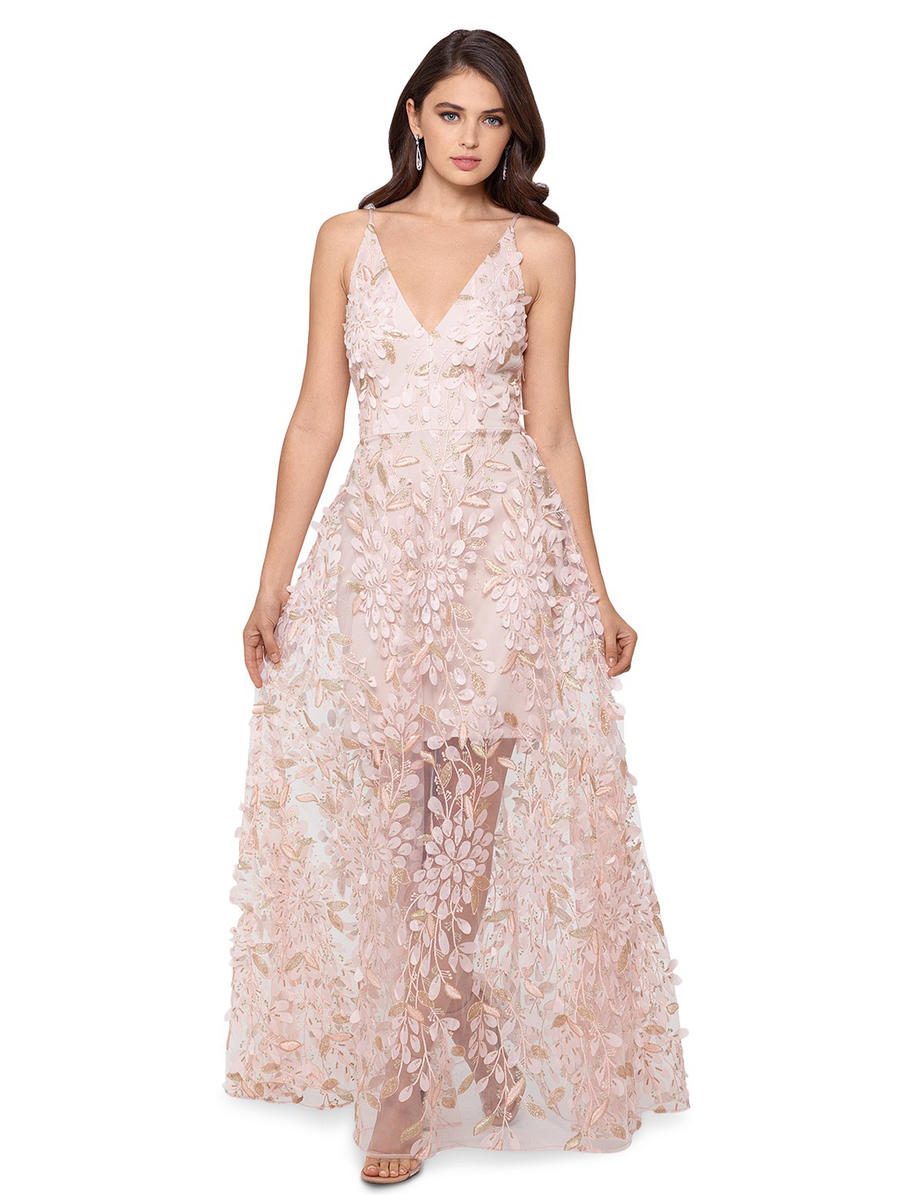 XSCAPE - Leaf Embroidered Metallic Gown 2234X