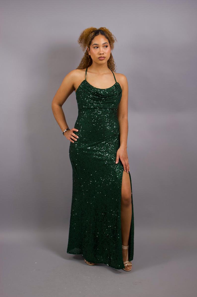 MORGAN & CO - Sequin Gown Lace Up Back