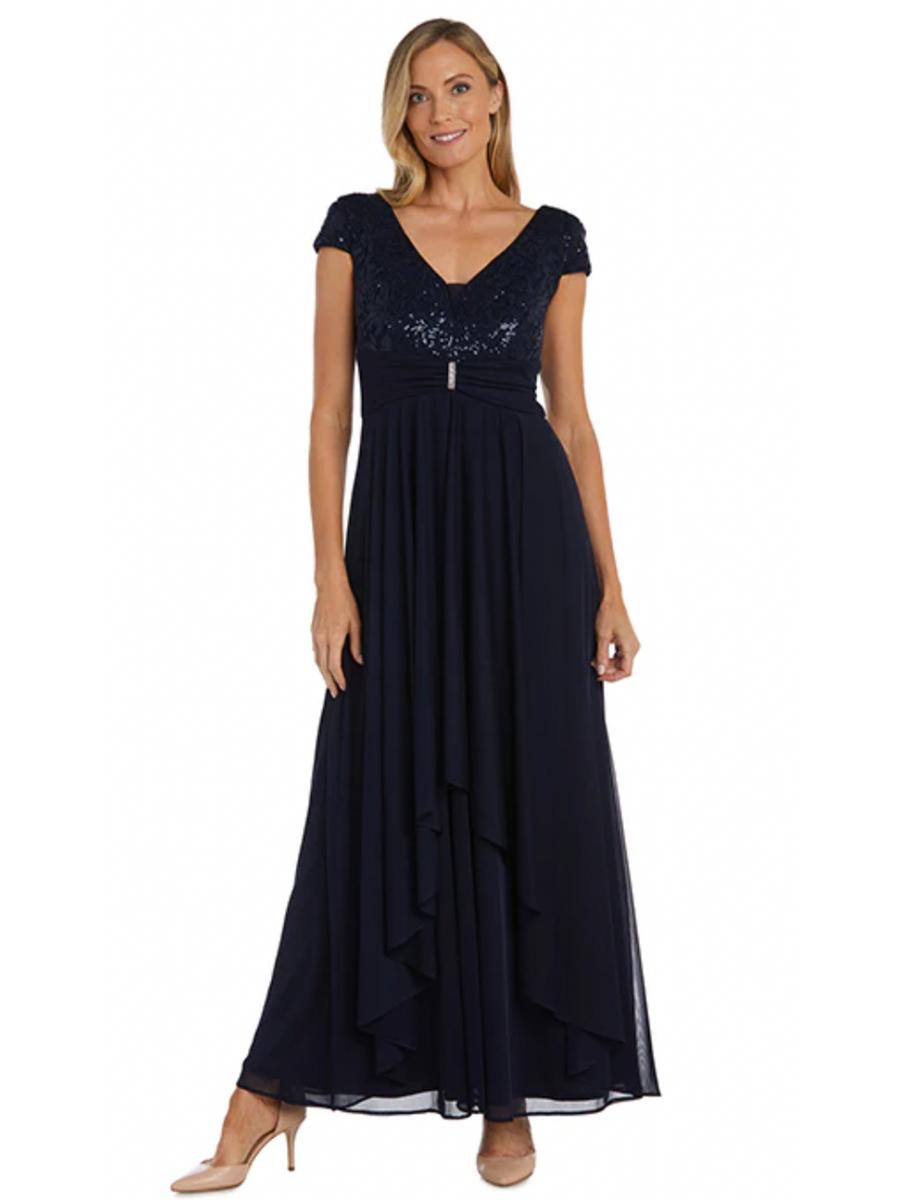 R & M Richards - Embroidered Sequin Chiffon Gown 9856