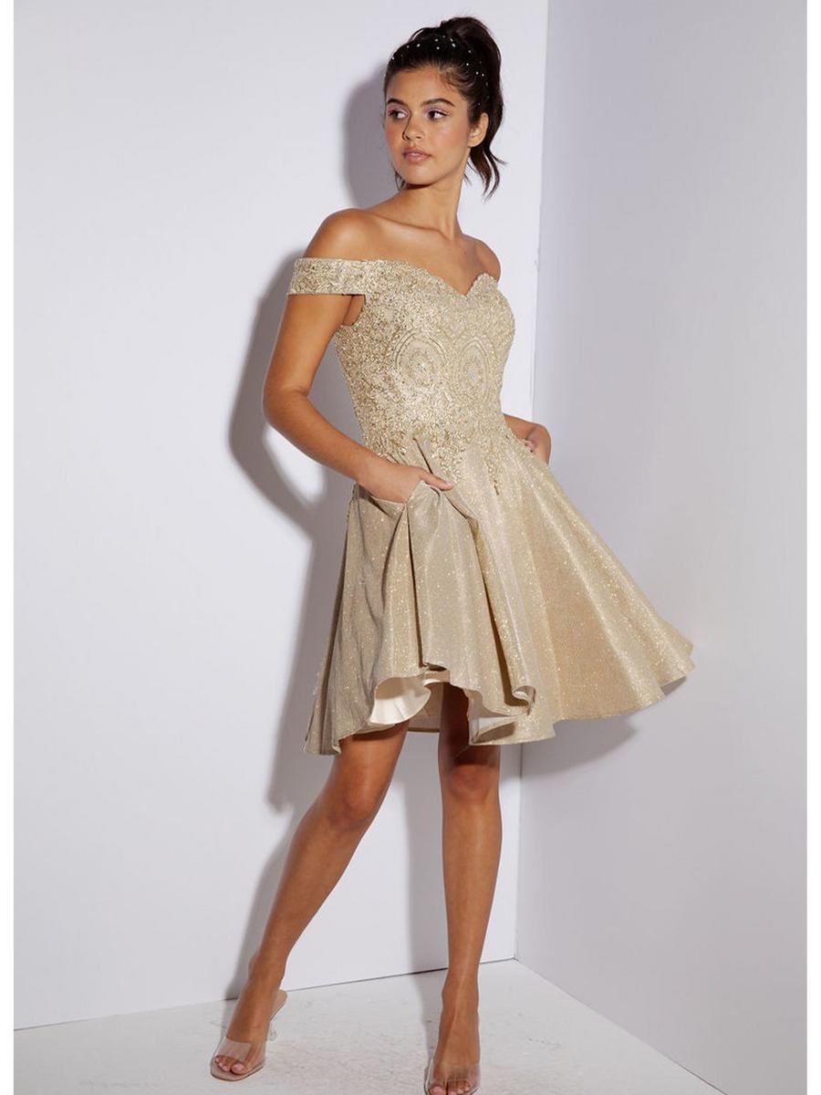 Fashion Eureka - Off the Shoulder Lace Applique Dress