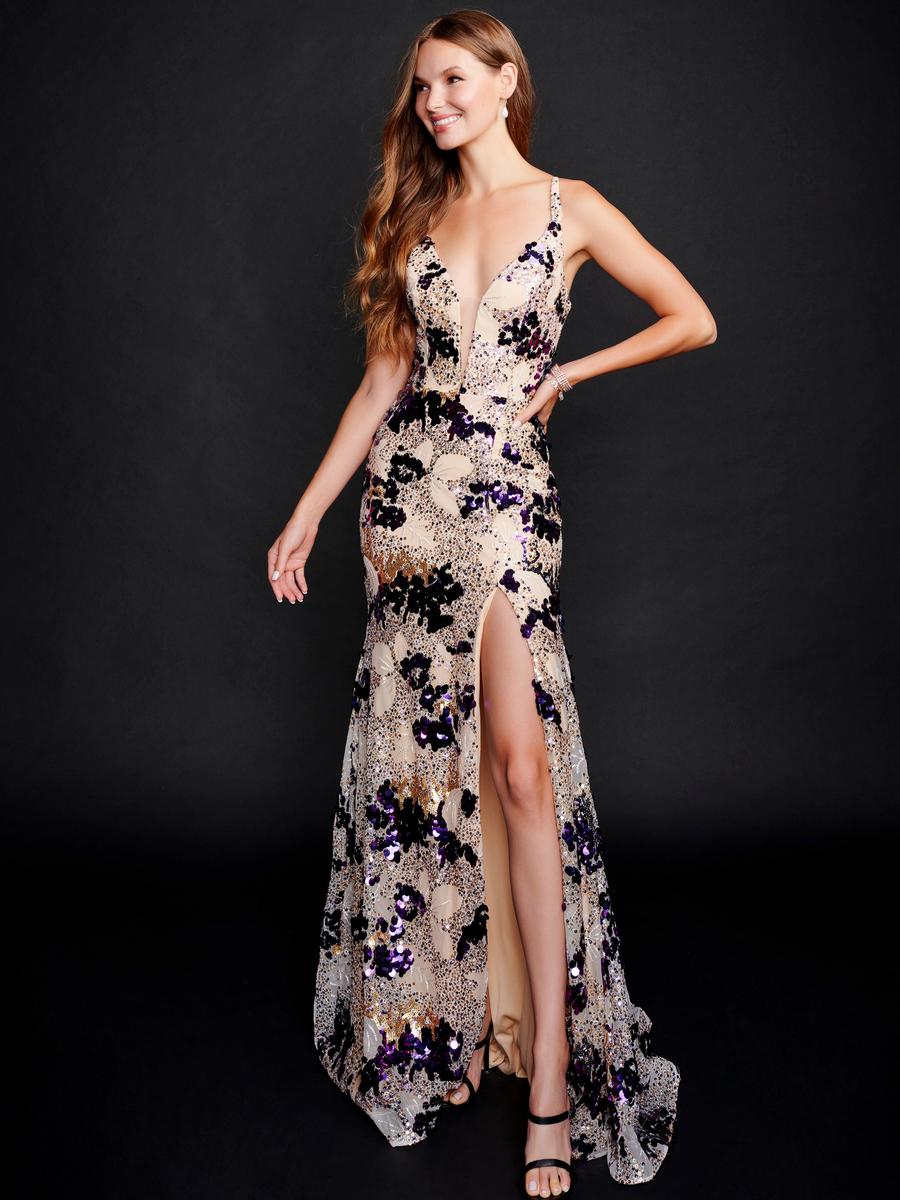 Nina Cannacci - Patterned Sequin Gown 3221