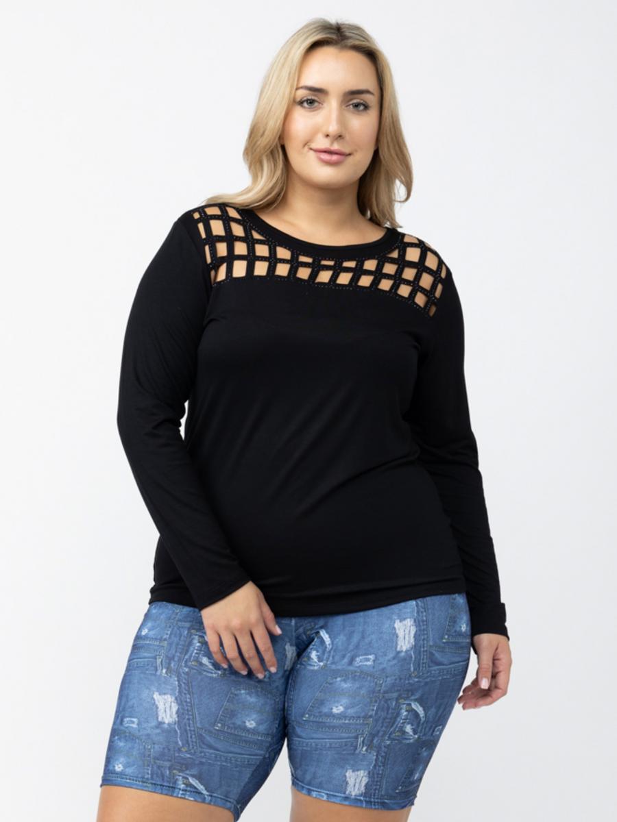 Vocal Apparel - Long Sleeve Top WIth Cut Out Neck 19069LX