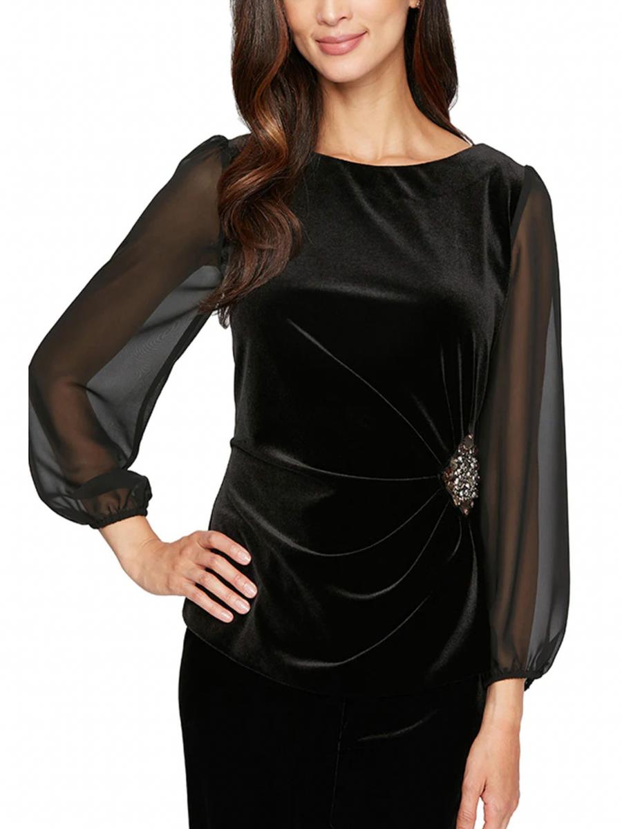 ALEX APPAREL GROUP INC - 3/4 Sleeve Blouse With Illusion Sleeves 83918232