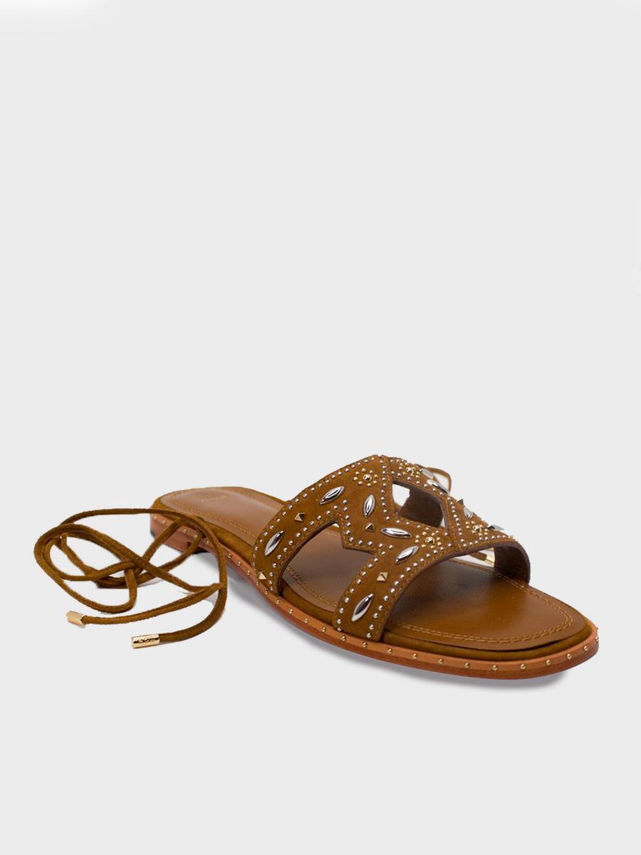 Mike - Flat Sandal Lace Up Wrap With Studs 413