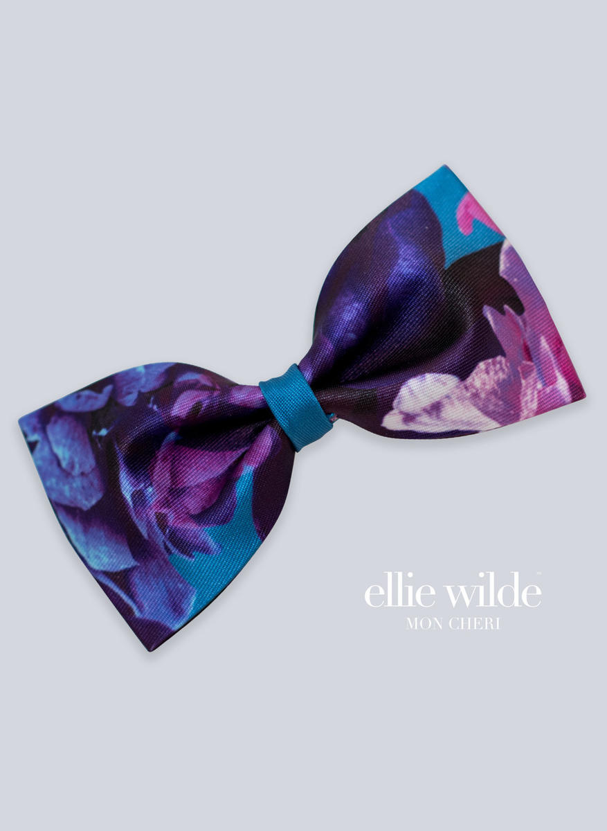 Ellie Wilde Signature Print Bow Tie EW11801B - Teal/Multi