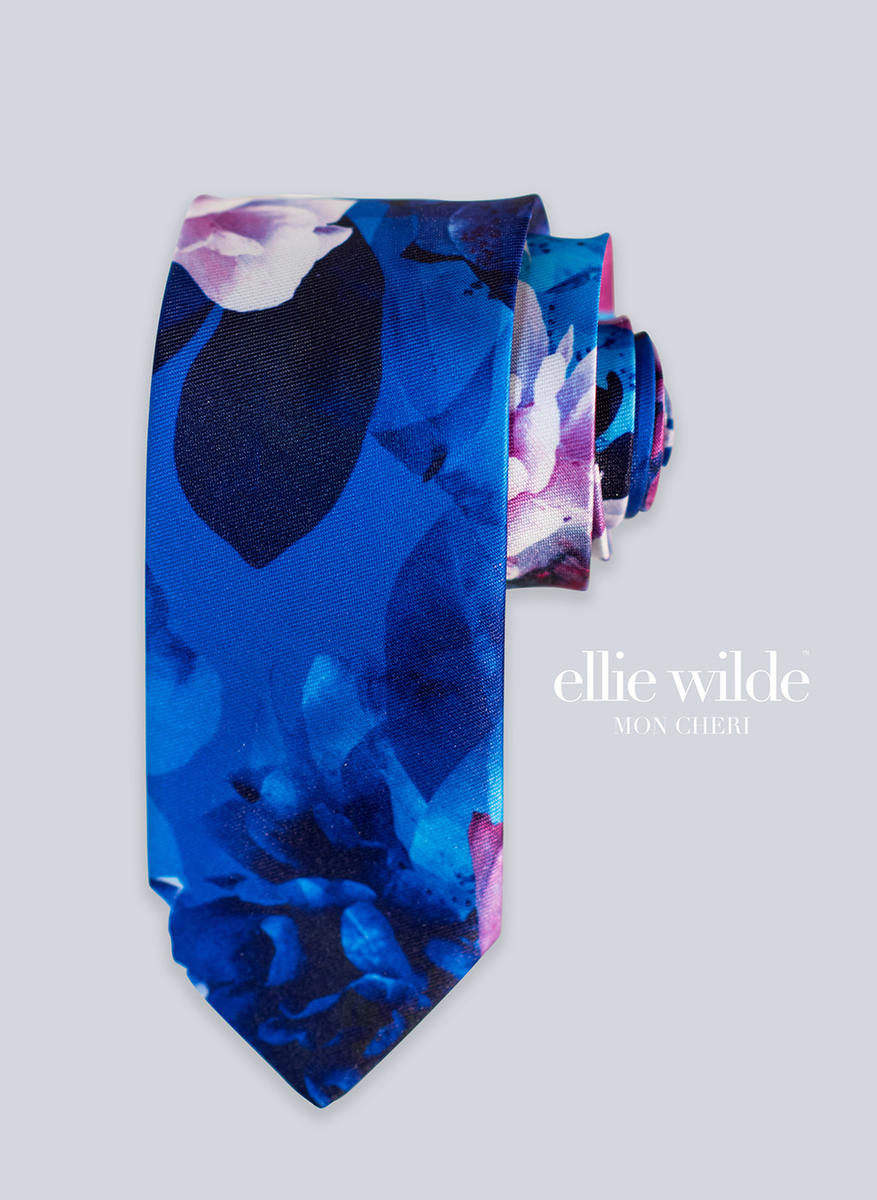 Ellie Wilde Signature Print Straight Tie EW11801T - Royal/Multi