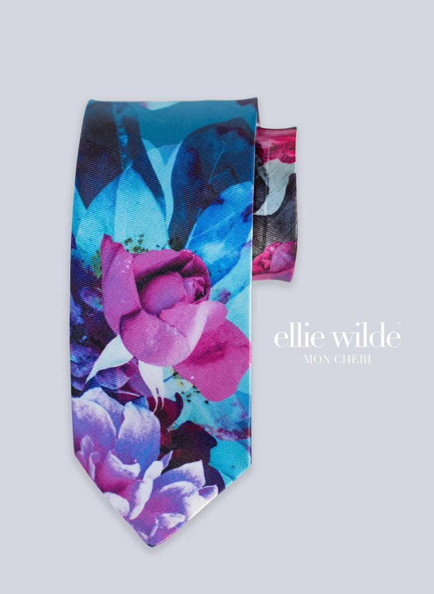 Ellie Wilde Signature Print Straight Tie EW11801T - Teal/Multi