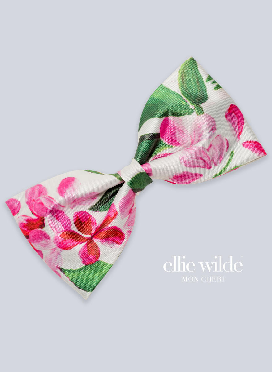 Ellie Wilde Signature Print Bow Tie EW11802B - Ivory/Multi