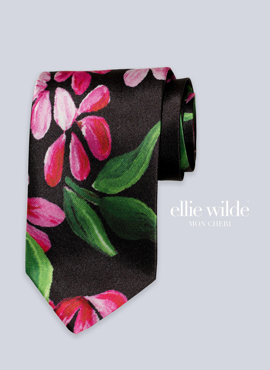 Ellie Wilde Signature Print Straight Tie EW11802T - Black/Multi