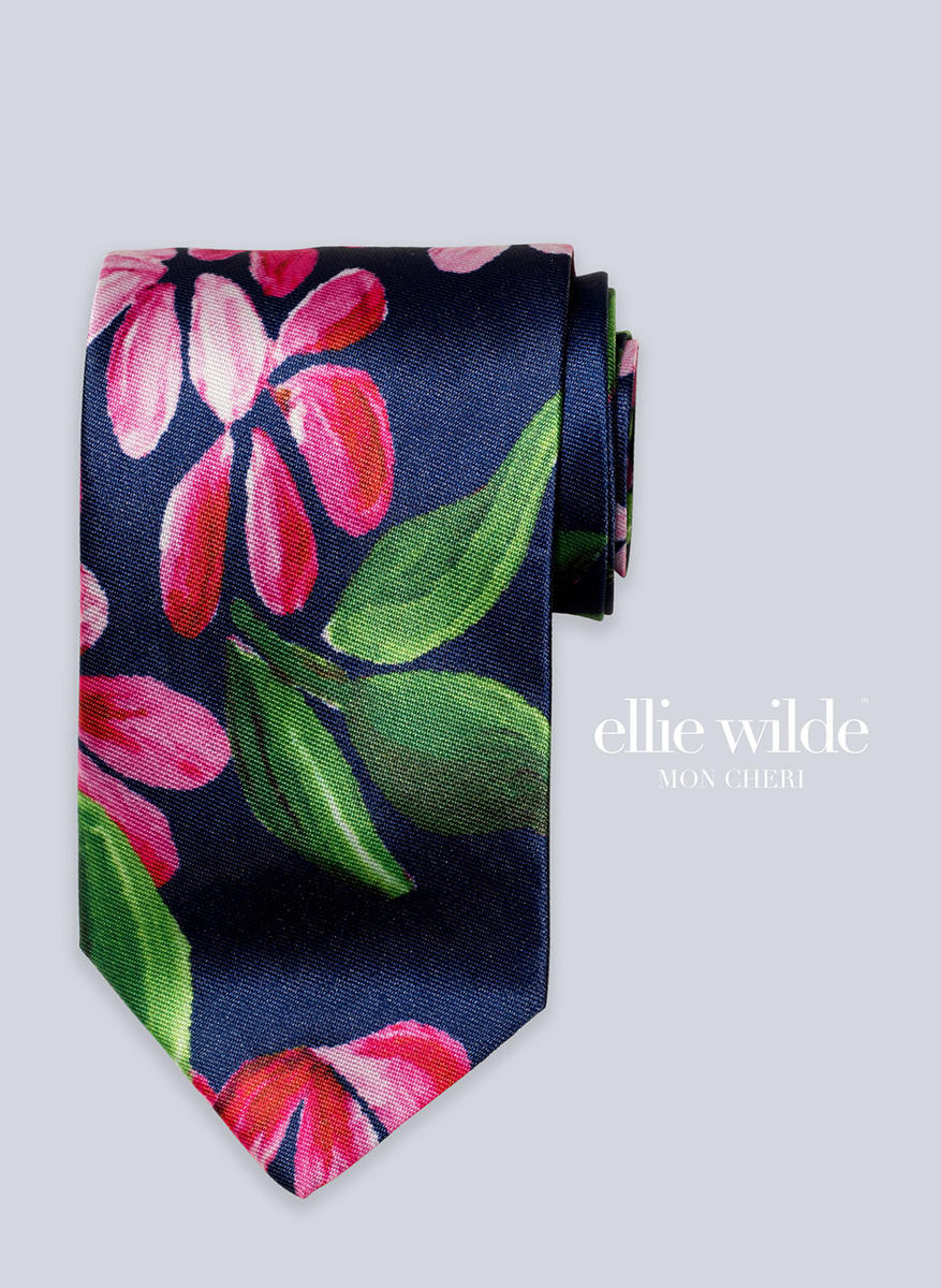 Ellie Wilde Signature Print Straight Tie EW11802T - Navy/Multi