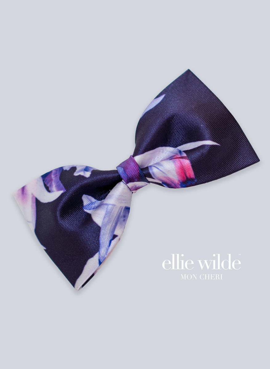 Ellie Wilde Signature Print Bow Tie EW11803B - Dark Purple/Multi