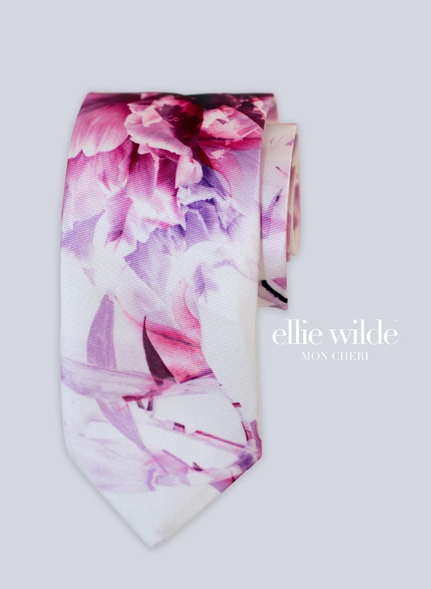 Ellie Wilde Signature Print Straight Tie EW11803T - Pink/Multi