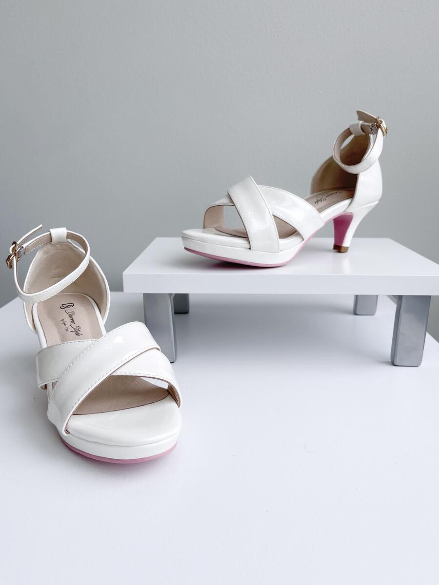 Ashley Rene's Exclusive White Shoe Pink Bottom Littles Classic Heel