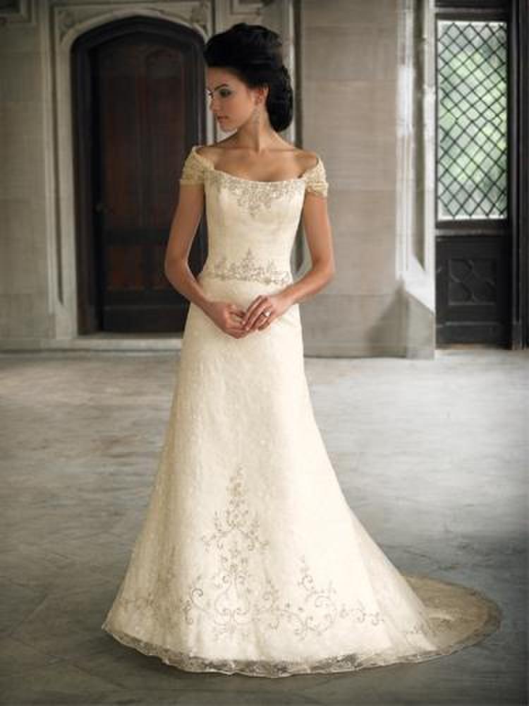 Off Shoulder A-Line Bridal Gown 012192