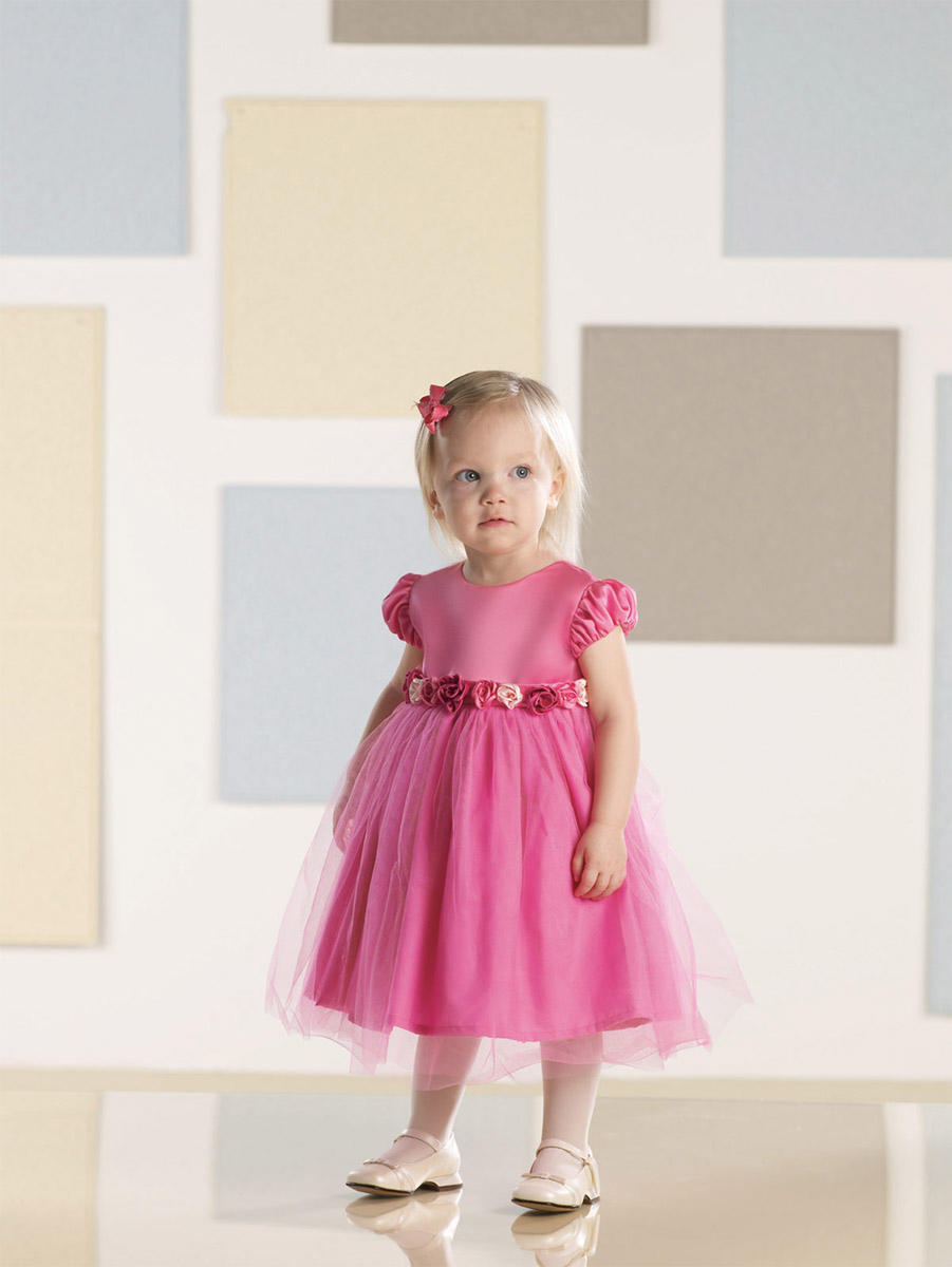 Puff Sleeve Rosette & Tulle Baby Dress